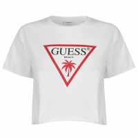 Guess Тениска Logo Crop T Shirt Бяло TWHT 