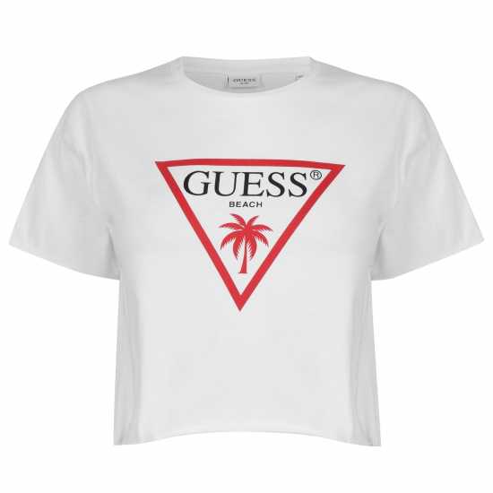 Guess Тениска Logo Crop T Shirt Бяло TWHT 