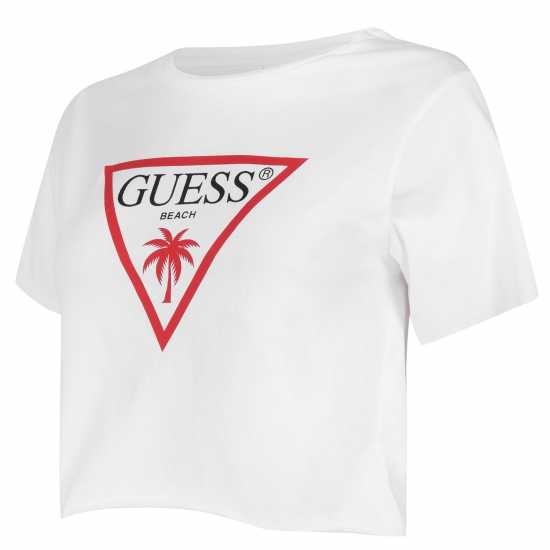 Guess Тениска Logo Crop T Shirt Бяло TWHT 