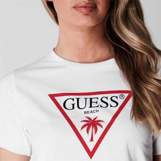 Guess Тениска Logo Crop T Shirt Бяло TWHT 