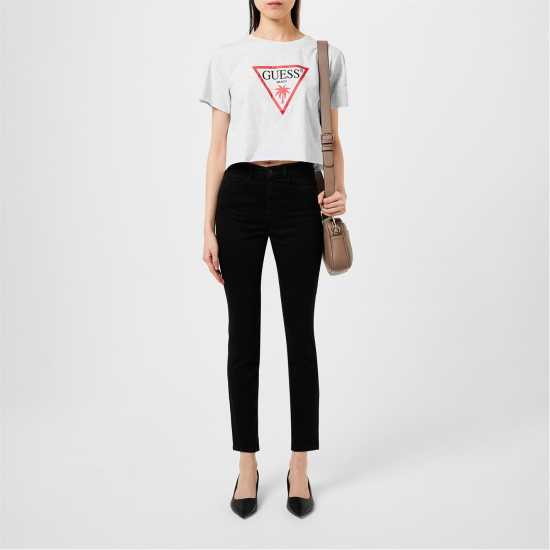 Guess Тениска Logo Crop T Shirt Сиво H905 