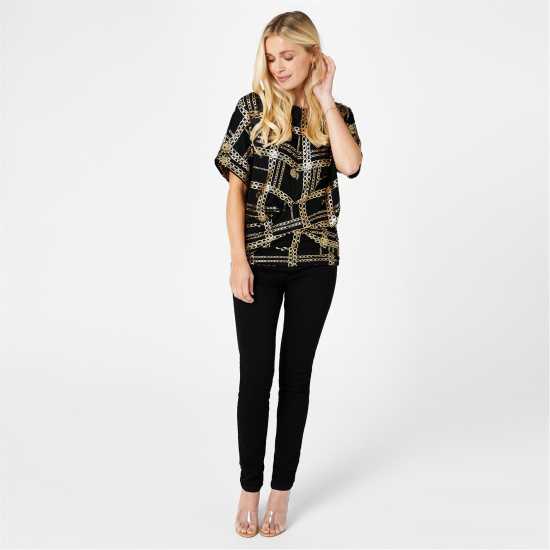 Biba Foil Printed Top Верига Печат 