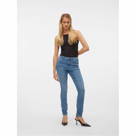 Vero Moda Вталени Дънки Skinny Jeans Ld00 Mid Blue Denim 