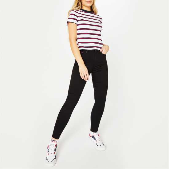 Вталени Дънки Tommy Jeans Sylvia High Rise Super Skinny Jeans 1BZ СТАТЪН ЧЕРЕН 