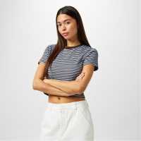 Jack Wills Striped Baby Tee Ld44 Кафяво/Синьо 