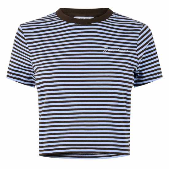 Jack Wills Striped Baby Tee Ld44 Кафяво/Синьо 