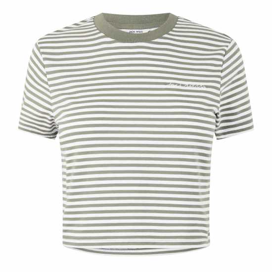 Jack Wills Striped Baby Tee Ld44 Бяло/Зелено 