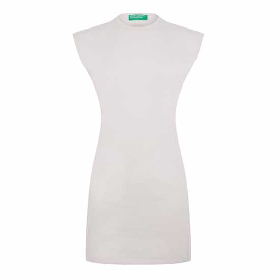 United Colors Of Benetton Jersey Sleeveless Mini Dress Бяло Дамски поли и рокли