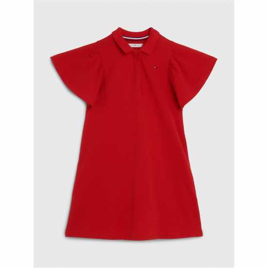 Tommy Hilfiger GIRL'S SHORT SLEEVES POLO DRESS Дълбок Красно 