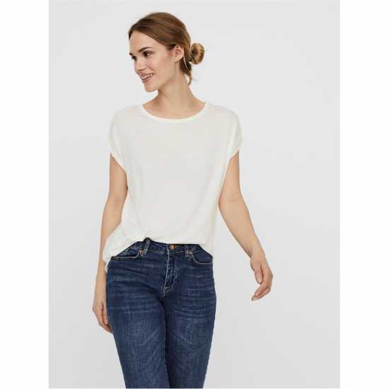 Vero Moda Vm Ava Plain Shirt Sleeve T-Shirt Womens Снежана Бяла Vero Moda