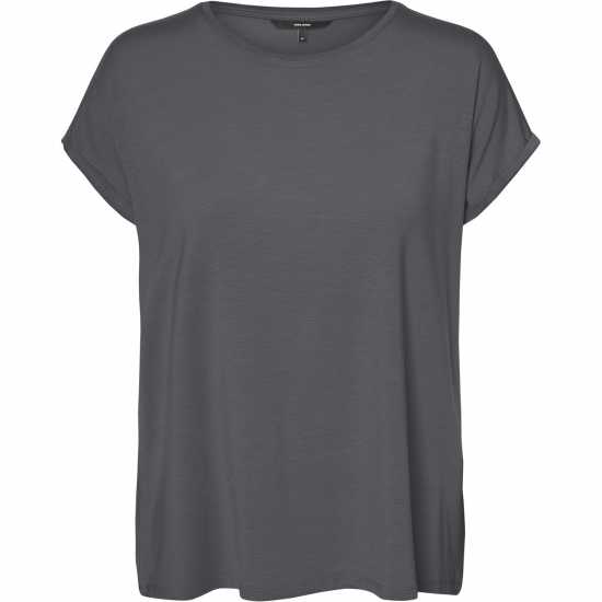 Vero Moda Vm Ava Plain Shirt Sleeve T-Shirt Womens Asphalt 