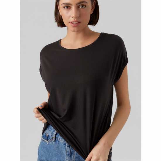 Vero Moda Vm Ava Plain Shirt Sleeve T-Shirt Womens Черно Vero Moda