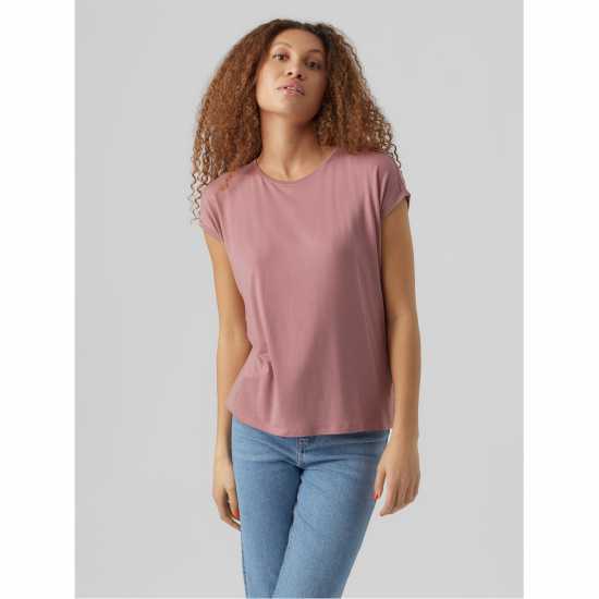 Vero Moda Vm Ava Plain Shirt Sleeve T-Shirt Womens Носталгия Роза Vero Moda