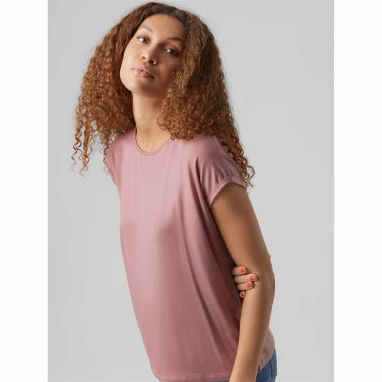 Vero Moda Vm Ava Plain Shirt Sleeve T-Shirt Womens Носталгия Роза Vero Moda