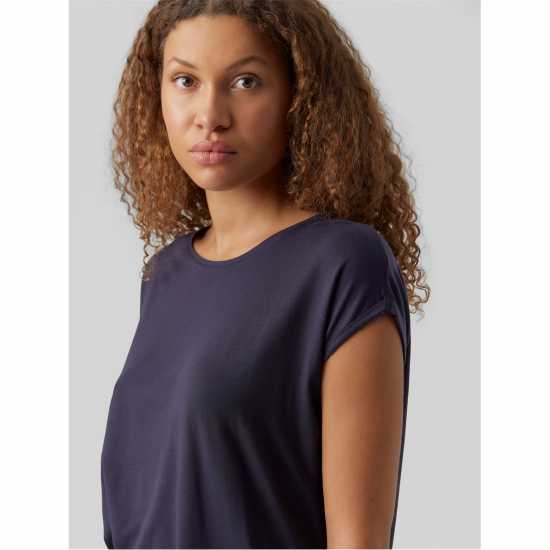 Vero Moda Vm Ava Plain Shirt Sleeve T-Shirt Womens Night Sky 