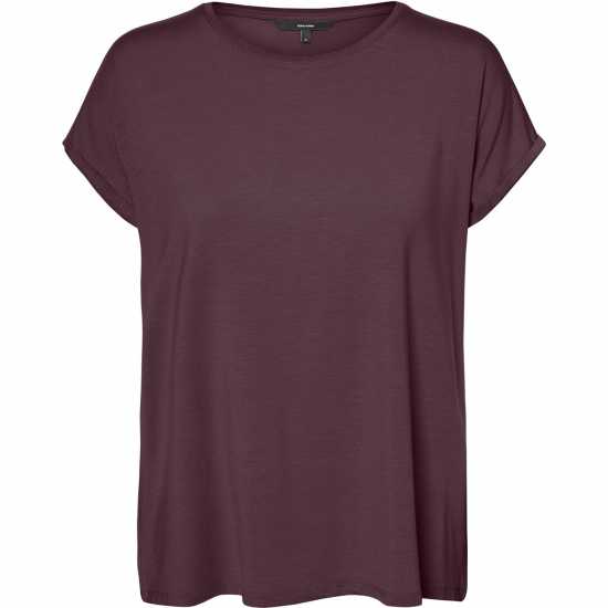 Vero Moda Vm Ava Plain Shirt Sleeve T-Shirt Womens Winetasting 