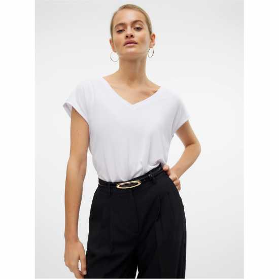 Vero Moda Filli Ss V-Neck Ld00 Bright White 