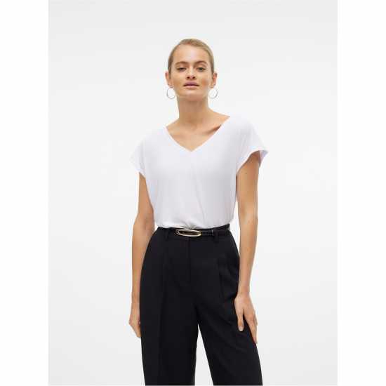 Vero Moda Filli Ss V-Neck Ld00 Bright White 