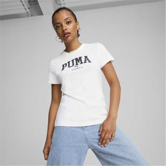 Puma Squad Graphic Tee T-Shirt Womens Пума Бяло 