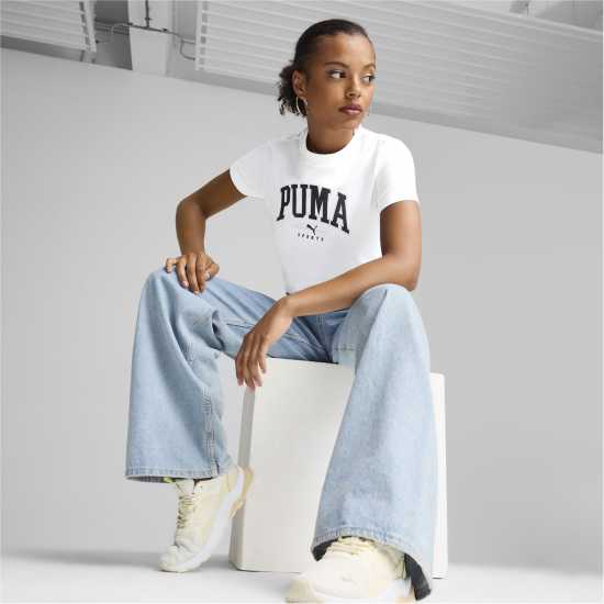 Puma Squad Graphic Tee T-Shirt Womens Пума Бяло 