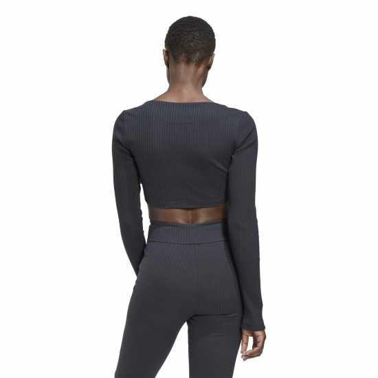 Adidas Rib Long Sleeve Crop Top Womens  Дамски тениски с яка