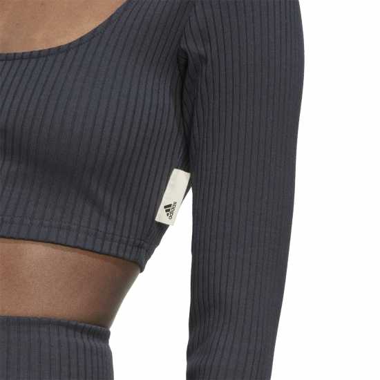 Adidas Rib Long Sleeve Crop Top Womens  Дамски тениски с яка