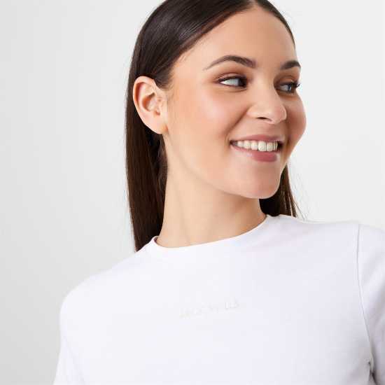 Jack Wills Cropped Baby Tee Бяло/Писташ Дамски тениски с яка