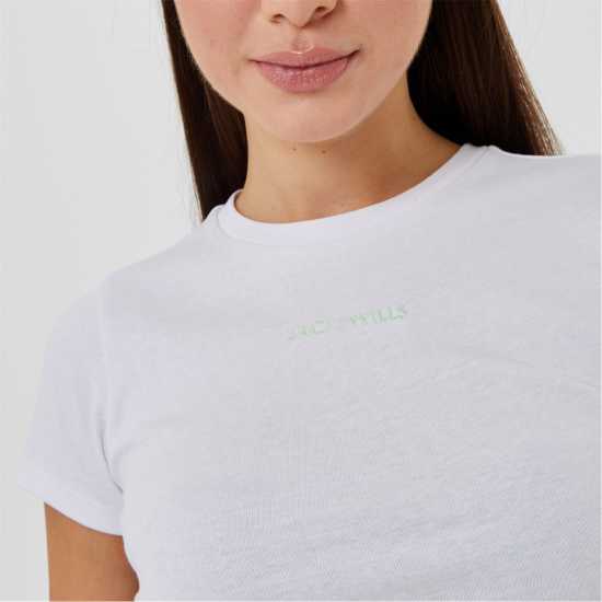 Jack Wills Cropped Baby Tee Бяло/Писташ Дамски тениски с яка