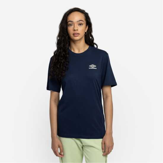 Umbro Boyfriend T-Shirt Womens Индиго/Морско зеле Дамски тениски с яка