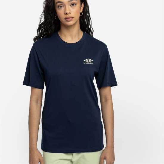 Umbro Boyfriend T-Shirt Womens Индиго/Морско зеле Дамски тениски с яка