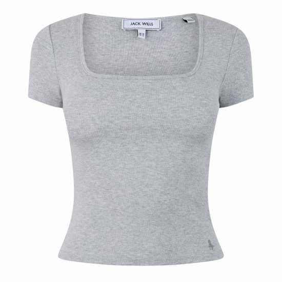 Jack Wills Squrenck Ss T Ld44 Сив марл Дамски тениски и фланелки