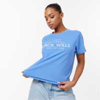 Jack Wills Forstal Boyfriend Logo T-Shirt Ultra Marine Дамски тениски и фланелки