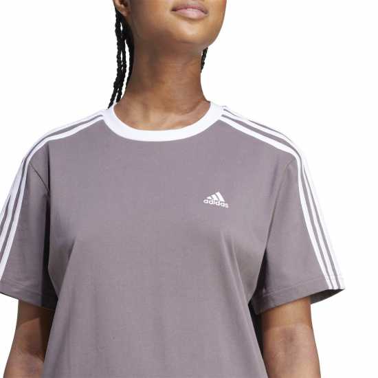 Adidas 3 Stripe T-Shirt Угъл Дамски тениски с яка