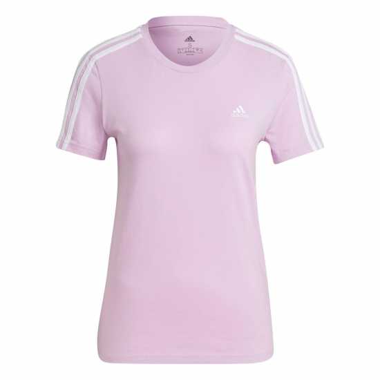 Adidas Дамска Тениска Essentials 3 Stripe T Shirt Ladies  Дамски тениски с яка