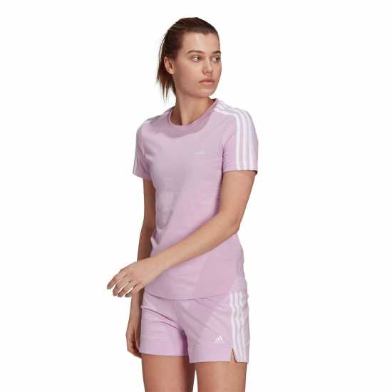 Adidas Дамска Тениска Essentials 3 Stripe T Shirt Ladies  Дамски тениски с яка