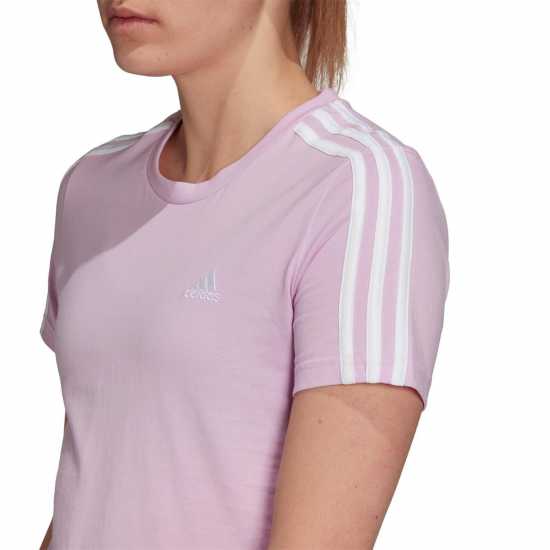 Adidas Дамска Тениска Essentials 3 Stripe T Shirt Ladies  Дамски тениски с яка