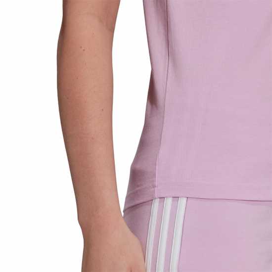 Adidas Дамска Тениска Essentials 3 Stripe T Shirt Ladies  Дамски тениски с яка