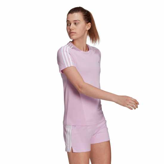 Adidas Дамска Тениска Essentials 3 Stripe T Shirt Ladies  Дамски тениски с яка