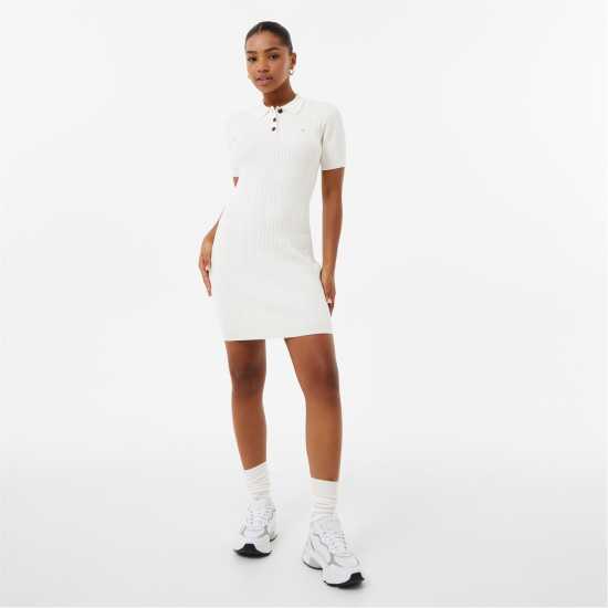 Jack Wills Polo Cable Knitted Mini Dress Винтажно бяло Дамски пуловери и жилетки