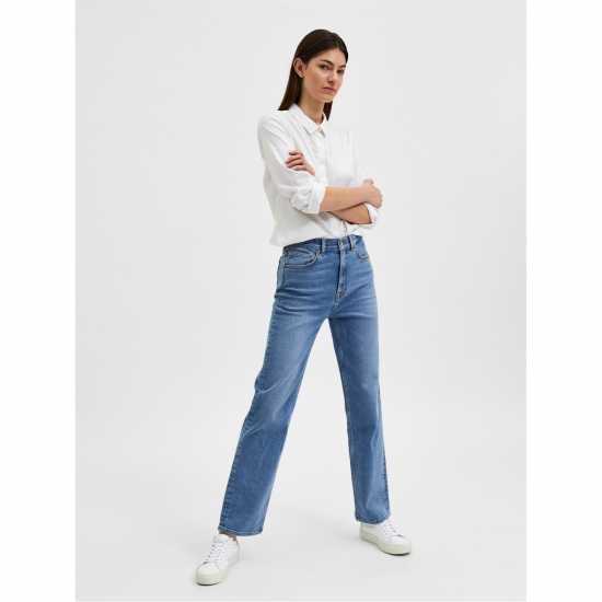 Selected Femme Marie Jeans Средно синьо 