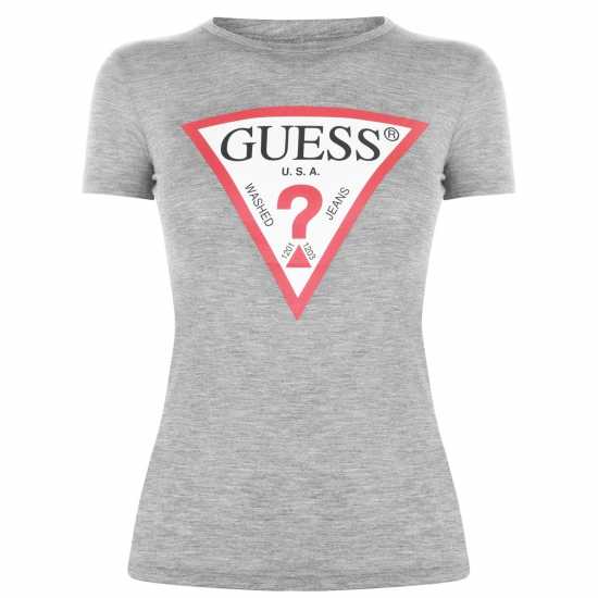 Guess Тениска T Shirt Светло меланж сиво 