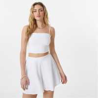 Jack Wills Strappy Linen Cami Top Бяло Дамски тениски и фланелки