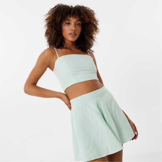 Jack Wills Strappy Linen Cami Top Бледо зелено Дамски тениски и фланелки