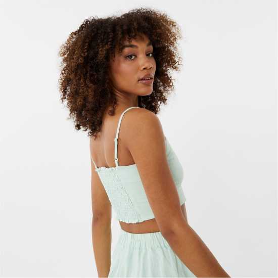 Jack Wills Strappy Linen Cami Top Бледо зелено Дамски тениски и фланелки