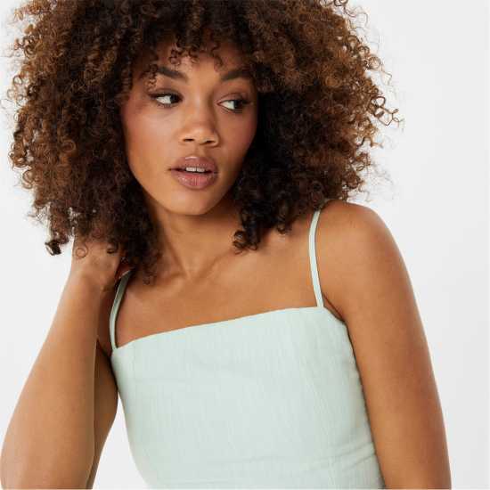 Jack Wills Strappy Linen Cami Top Бледо зелено Дамски тениски и фланелки