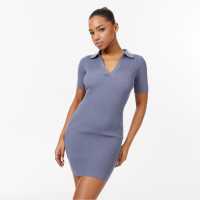 Jack Wills Rib Knit Polo Dress Съмръчно синьо Дамски пуловери и жилетки