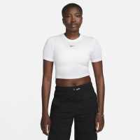 Nike Sportswear Essential Women's Slim-Fit Crop T-Shirt Бяло Дамски тениски с яка