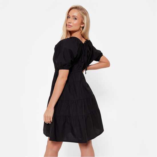 I Saw It First Tie Front Poplin Smock Dress ЧЕРЕН Дамски поли и рокли