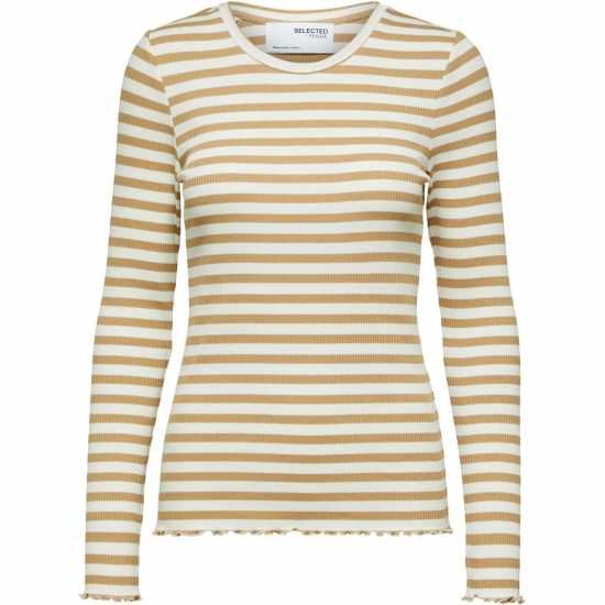 Selected Femme Anna Long Sleeve T-Shirt Танин и Сн Дамски тениски и фланелки