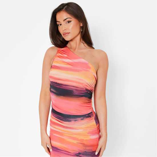 Средна Рокля I Saw It First One Shoulder Ruched Slinky Midi Dress  Дамски поли и рокли